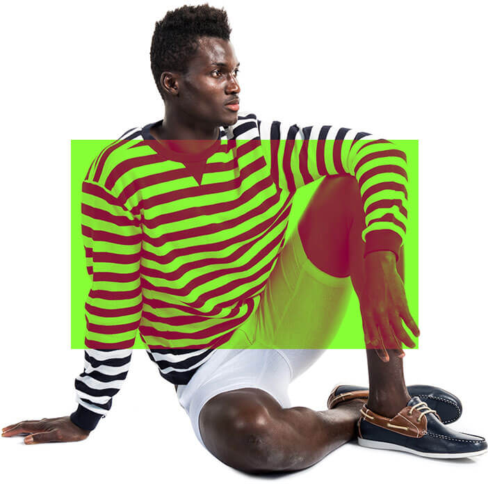 Man Sitting Striped Shirt - Full Color Printing Services - Roseville Printing California